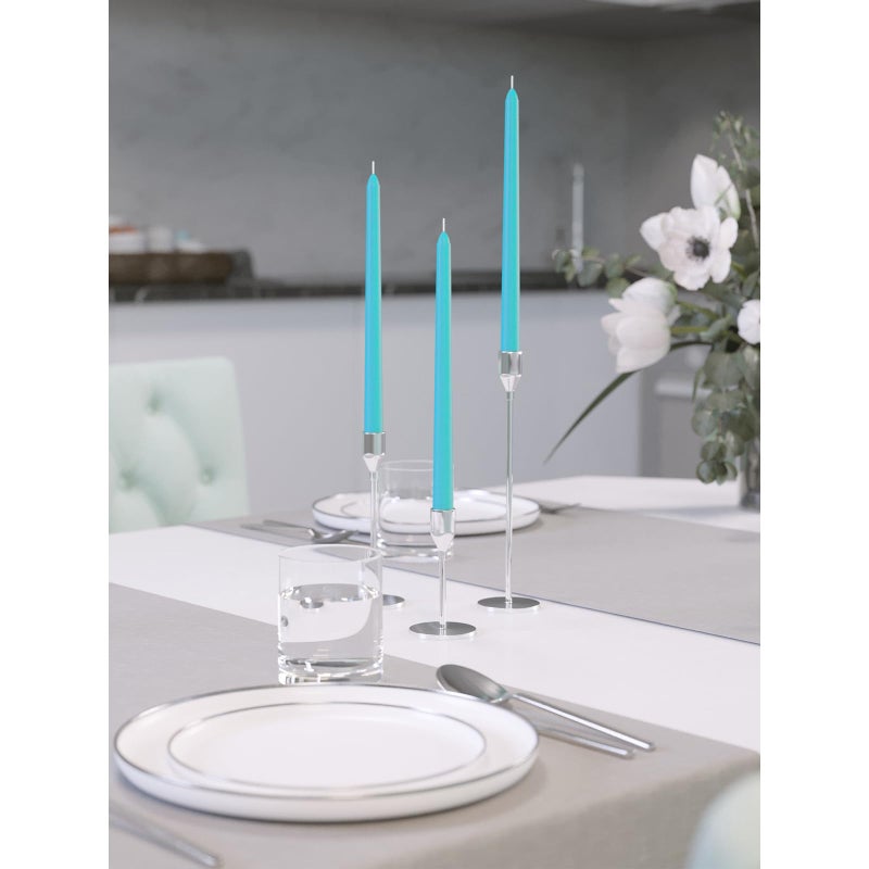 CANDWAX 10 inch Taper Candles Set of 12 - Dripless Taper Candles and Unscented Candlesticks - Perfect for Dinner or Wedding - Turquoise Candle - Image 5